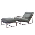 Moderní Milo Baughman Fabric Lounge Chair s Ottoman